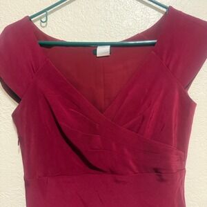 J.Crew Burgundy Silk Cap Sleeve V-Neck Fit & Flare Dress 96243 SP 09 Womens 2P